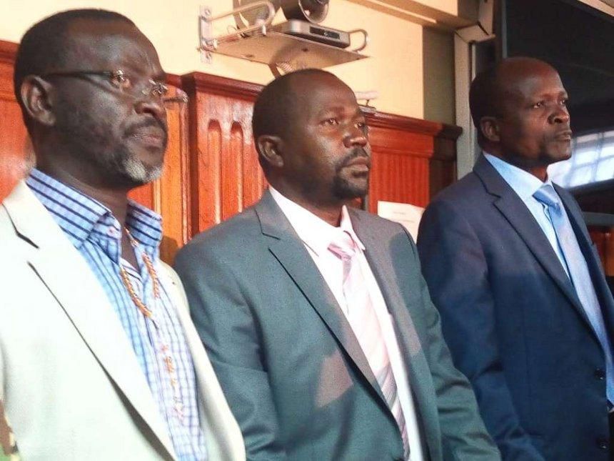 Migori Governor Okoth Obado his co-accused Caspal Obiero and Michael Oyamo