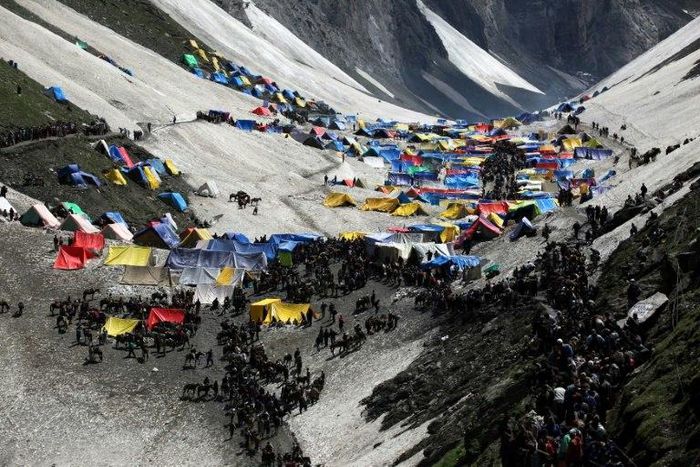 Tens of thousands of Hindus from all over India travel to Kashmir every year to visit a phallus-shaped ice formation in the Amarnath caves that is worshipped as a symbol of Shiva, the Hindu god of destruction
