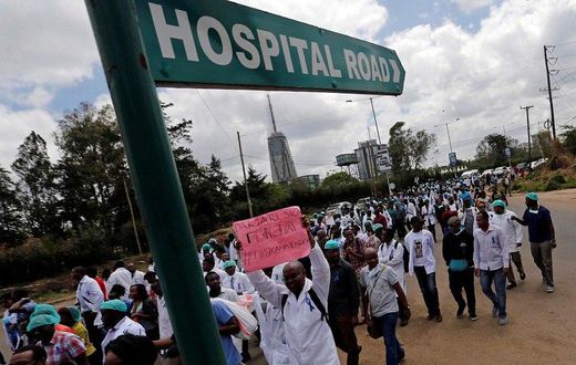 Kenyan doctors during a past protest along Hospital Road