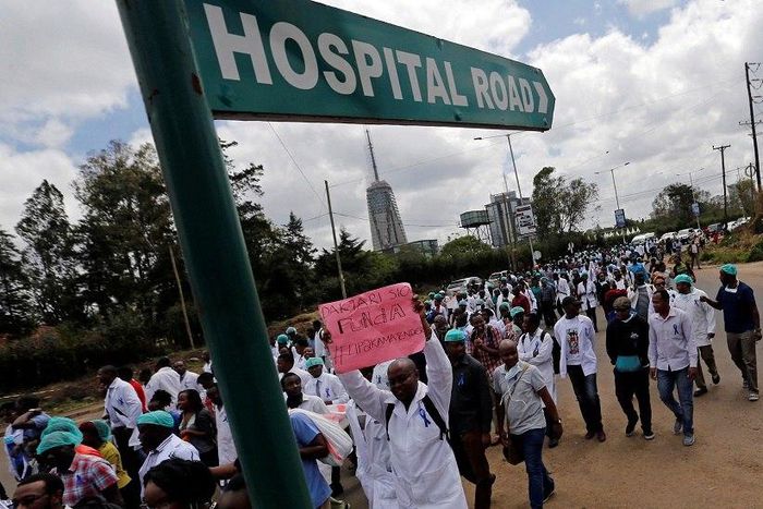 Kenyan doctors during a past protest along Hospital Road