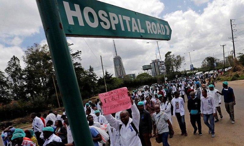 Kenyan doctors during a past protest along Hospital Road
