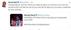 David Ndii's reation to DP Ruto's graduation
