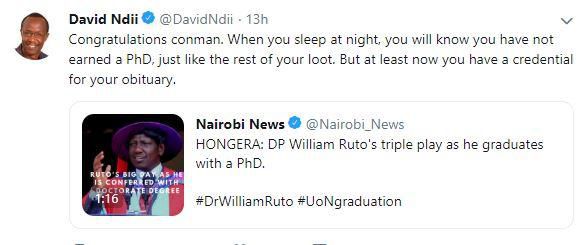 David Ndii's reation to DP Ruto's graduation
