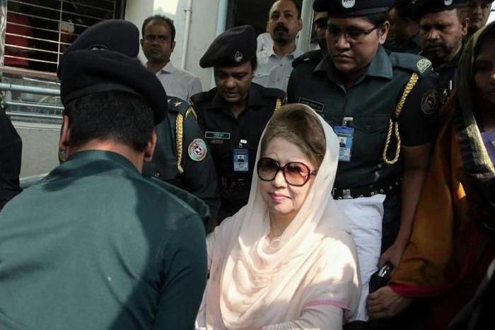Bangladesh Nationalist Party leader Khaleda Zia (C) was last month handed another stiff jail term