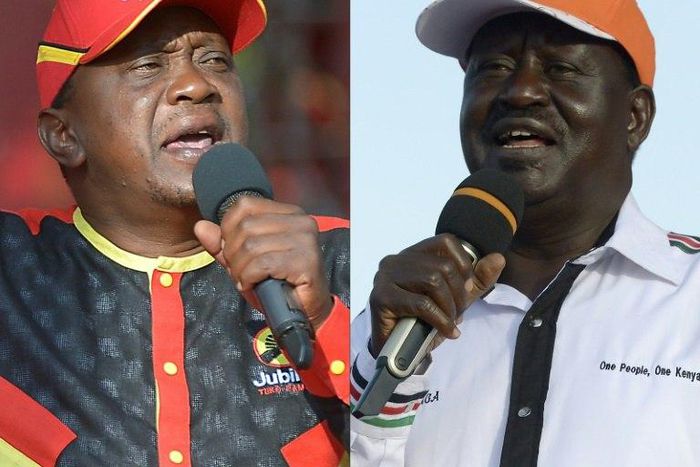Kenyan opposition leader Raila Odinga (right) is challenging the results of the August 8 election which returned President Uhuru Kenyatta to office