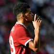 Liverpool's striker Dominic Solanke celebrates scoring during a friendly football match against Hertha Berlin on July 29, 2017