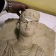 The European Union says it is cracking down on lucrative trade in artefacts looted in war zones such as this rare funeral bust from Palmyra, Syria, estimating illicit trade from "crimes against our common cultural heritage" at around $6.5 billion
