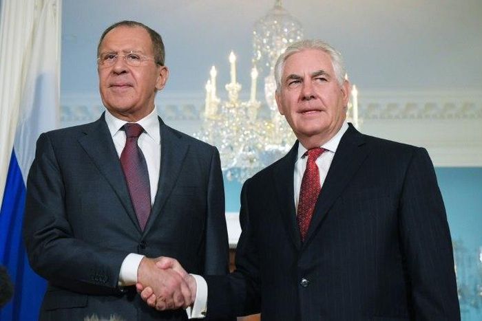 US Secretary of State Rex Tillerson, right, plans to meet with Russian Foreign Minister Sergei Lavrov (left) over the weekend