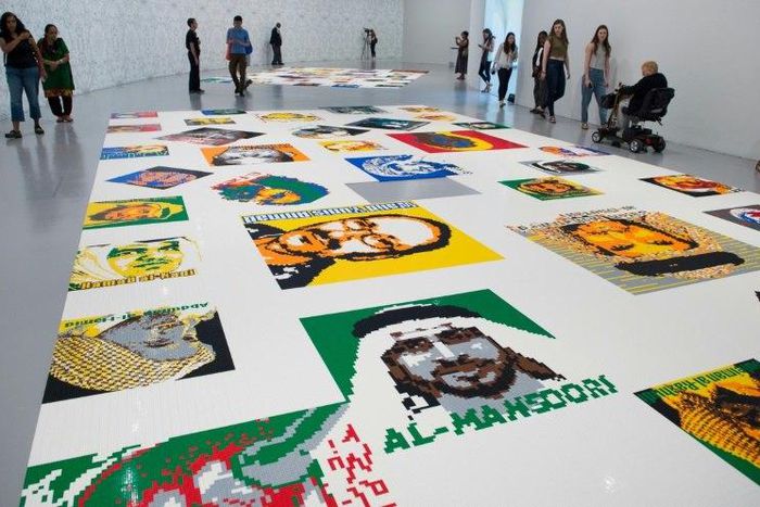 Ai Weiwei used more than 1.2 million Lego bricks assembled by hand to form the 176 portraits of activists on view through January 1 at the Hirshhorn Museum and Sculpture Garden for "Ai Weiwei: Trace at Hirshhorn"