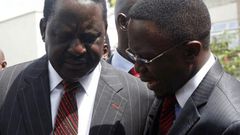 Nasa leader Raila Odinga and Budalangi MP Ababu Namwamba.
