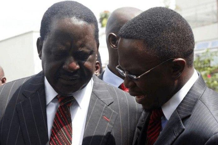 Nasa leader Raila Odinga and Budalangi MP Ababu Namwamba.