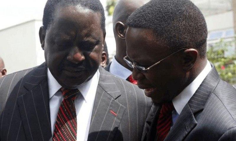 Nasa leader Raila Odinga and Budalangi MP Ababu Namwamba.