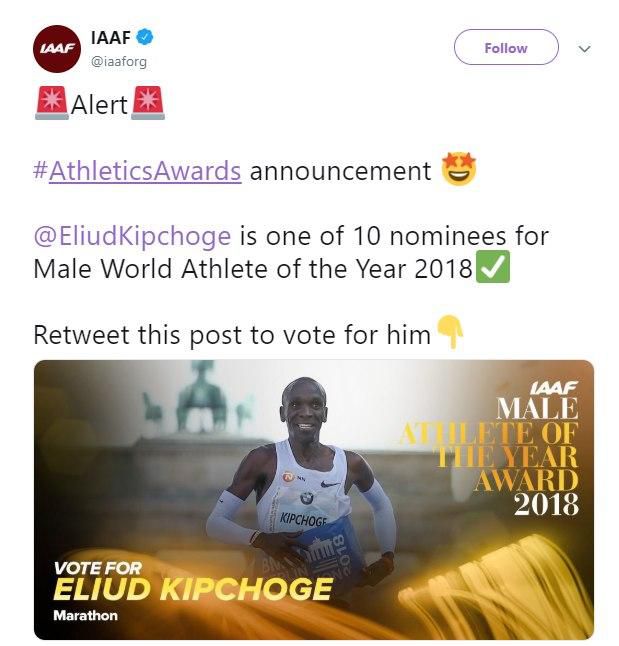 Eliud Kipchoge named UN Person of the Year