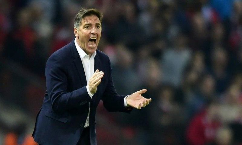Celta Vigo's coach Eduardo Berizzo gestures on the touchline during the UEFA Europa League semi-final, second-leg football match between against Manchester United May 11, 2017