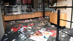 A bakery near the Saint -Lazare railway station in Paris was ransacked