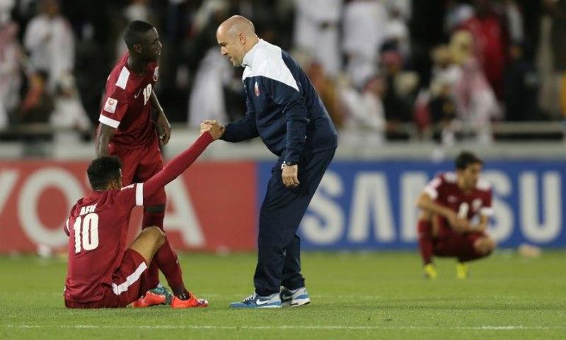 Qatar's under-23 Spanish coach Felix Sanchez (C) was "formally appointed" as head coach to Qatar, replacing Fossati who surprisingly resigned last month