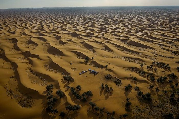 The Tengger desert in Inner Mongolia, an autonomous region of China, June 15, 2016. Officials in northern China say their region is suffering from the worst drought on record, leading to crops wilting and farmers and herders growing desperate to get wa...