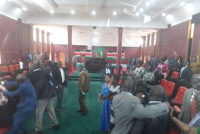 Homabay MCAs  engaged in fights at the assembly chambers