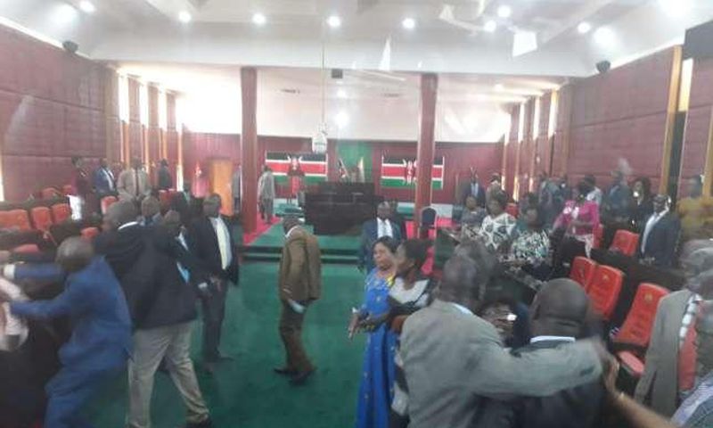 Homabay MCAs  engaged in fights at the assembly chambers