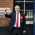 Britain's main opposition Labour Party leader Jeremy Corbyn casts his vote in the general election as forecasters struggle to predict the outcome
