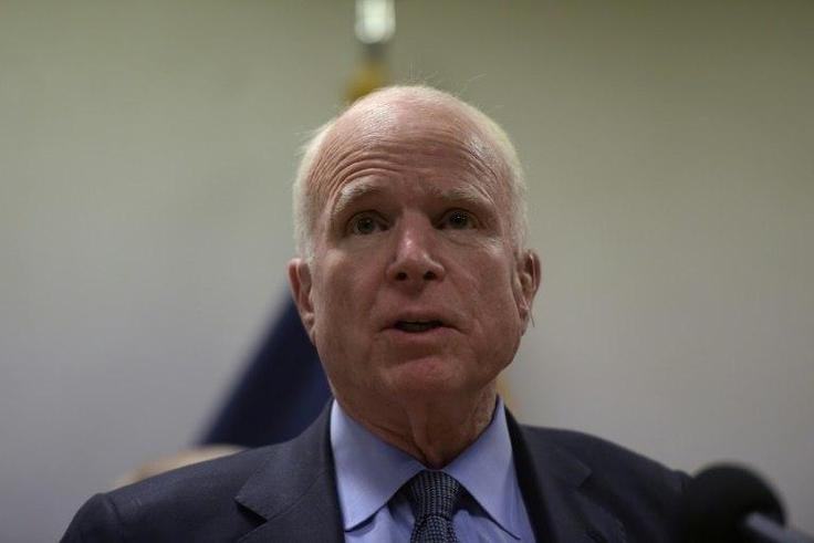 US Senator John McCain, shown here in Kabul in early July, is recovering from surgery to remove a blood clot from his head