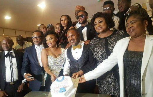Saidi Balogun in a picture with guests who attended his dinner party.