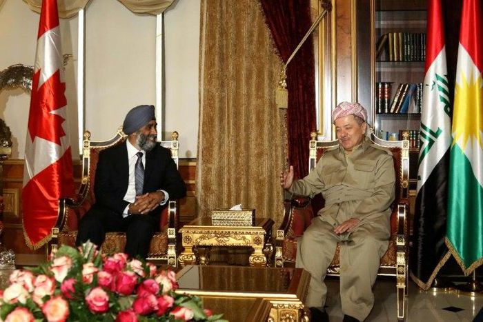 Canadian Defense Minister Harjit Sajjan - who met Kurdish leader Massud Barzani in Erbil in July 2016 - says that Canada will continue to train Kurdish militia for two more years as part of the US-led coalition fighting the Islamic State group in Iraq