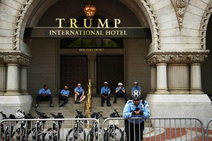 Police officers outside the Trump International Hotel in Washington DC