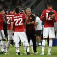 Manchester United's manager Jose Mourinho (C) gives his instructions on August 8, 2017, at the Philip II Arena in Skopje