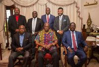 Special AU envoy Raila Odinga with other politicians during a visit to Mzee Daniel Arap Moi (twitter)