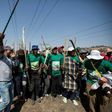 Members of the Association of Mineworkers and the Marikana community mark the fifth anniversary of the Marikana massacre on August 16, 2017