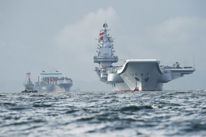 Beijing sent its only aircraft carrier, the Liaoning (r), through the Taiwan Strait in January during a drill and also in July when it was en route to Hong Kong