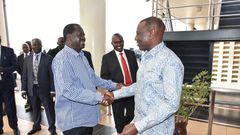 DP William Ruto with ODM leader Raila Odinga in Kisumu