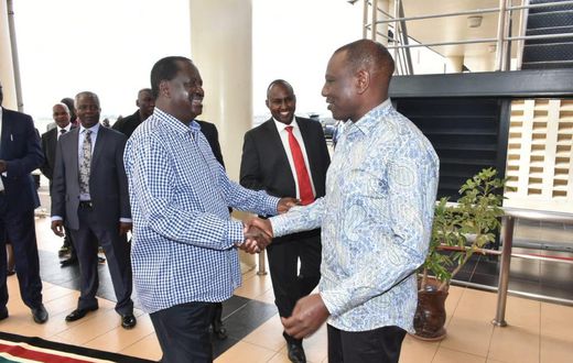 DP William Ruto with ODM leader Raila Odinga in Kisumu