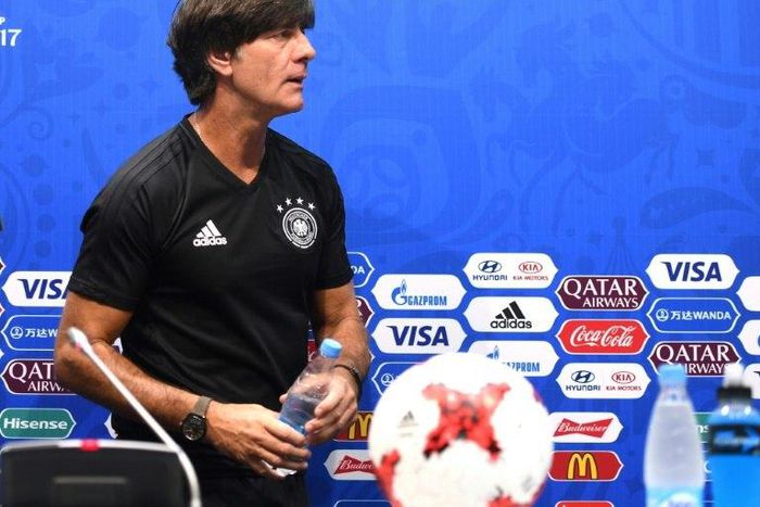 Germany head coach Joachim Loew arrives for a press conference during the Russia 2017 Confederation Cup in Sochi on June 24, 2017
