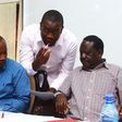 ODM party leaders John Mbadi (L), Edwin Sifuna (C) and Raila Odinga (R)