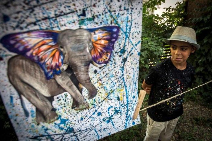 Aid workers soon noticed that 10-year-old Farhad Noory, who has lived in a Belgrade refugee camp for eight months, had artistic talents