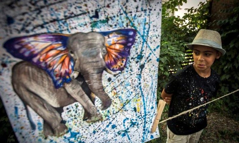 Aid workers soon noticed that 10-year-old Farhad Noory, who has lived in a Belgrade refugee camp for eight months, had artistic talents