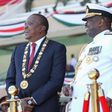 President Uhuru adorning his CGH medal with General Mwathethe during 2017 Jamhuri Day celebrations
