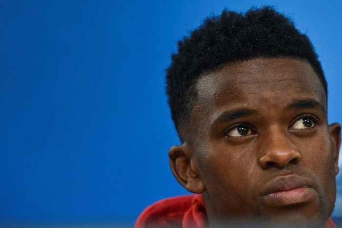 Benfica's defender Nelson Semedo looks on during a press conference at Luz stadium in Lisbon, on December 5, 2016, on the eve of the UEFA Champions League Group B football match SL Benfica vs Napoli