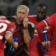 Manchester United's manager Jose Mourinho instructs his players during their UEFA Super Cup match against Real Madrid, at the Philip II Arena in Skopje, on August 8, 2017
