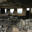 The inside of the Grenfell Tower in west London on June 16, 2017 after a fire engulfed the 24-storey building