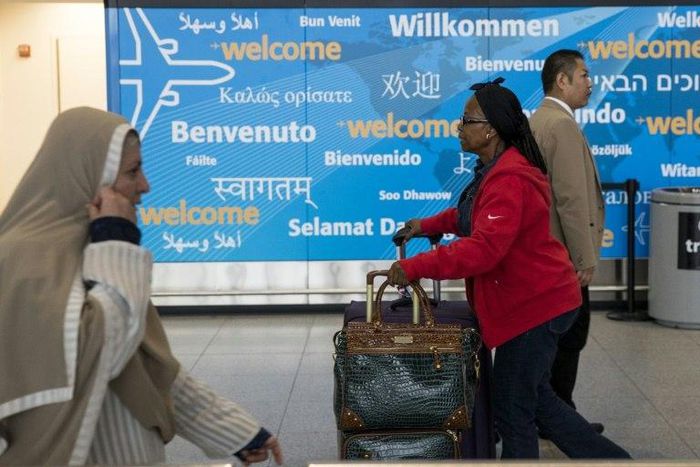 Government data received Thursday showed that arrivals from Iran, Libya, Somalia, Sudan, Syria and Yemen were down by nearly half in March and April from a year ago