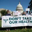 US protesters demonstrate against the Republicans' healthcare bill as they stage a rally outside the US Capitol in Washington, DC