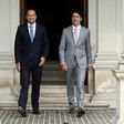 Ireland's Prime Minister Leo Varadkar, left, with Canadian Prime Minister Justin Trudeau at Farmleigh, Ireland's state guest house, in Dublin