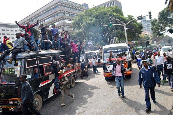 Matatus during a strike in Nairobi