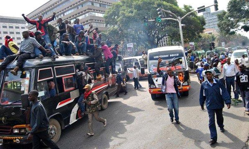 Matatus during a strike in Nairobi