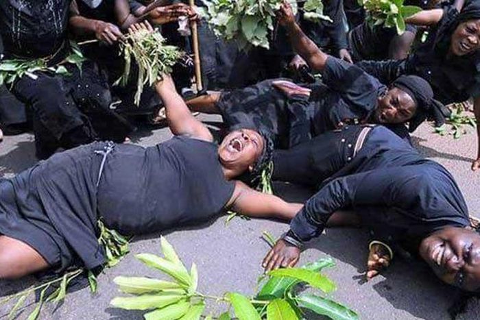 Mourners at a funeral