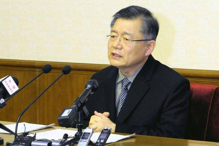 Canadian pastor Hyeon Soo Lim pictured during a public interrogation in Pyongyang in July 2015