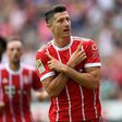 Bayern Munich's Robert Lewandowski celebrates scoring during their match against Werder Bremen in Bremen, nothern Germany, on August 26